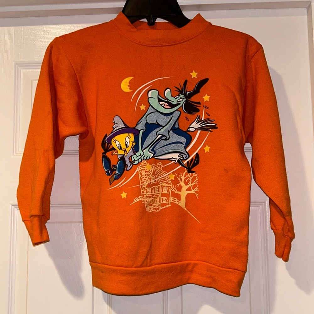 Vintage orange Halloween Looney Tunes crew neck kids size 8